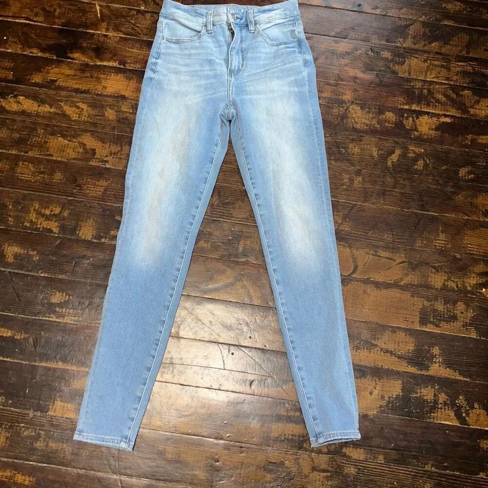 American Eagle distressed 2 super high rise jeggings